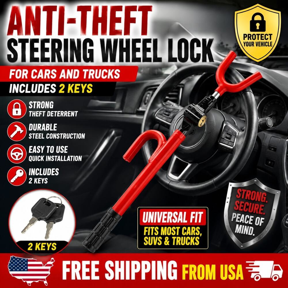 Universal Steering Wheel Lock Anti Theft Car Auto Van Truck Suv Security System